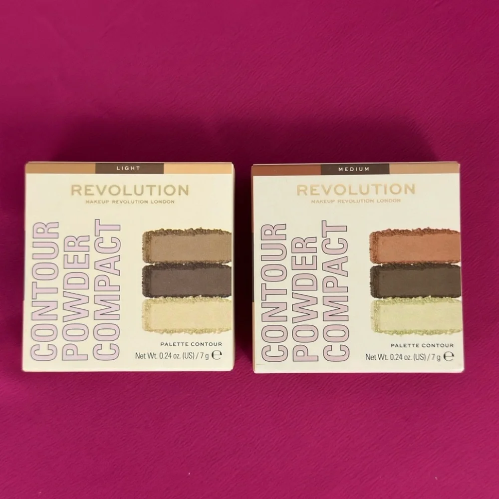 Revolution Face Powder Contour Compacts (Set of 2 )Light & Medium. New in box!